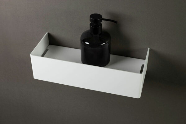 White aluminum wall-mounted bathroom shelf – modern minimalist storage by IMOdesign