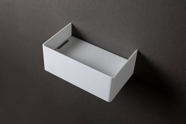 Modern white wall-mounted bathroom shelf – durable minimalist design by IMOdesign