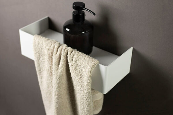 White shower shelves with hanger IMO