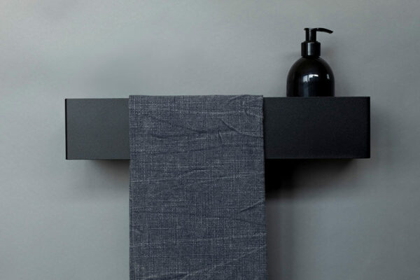Black Bathroom Shelf with Towel Bar - IMO - Image 5