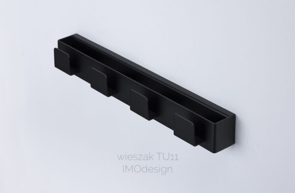 Black Wall Hook Rack with 4 Hooks-TU11 - Image 2