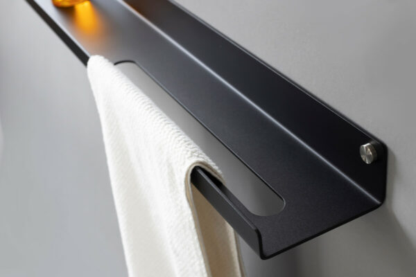 Modern ALU wall shelf with towel hanger by IMOdesign