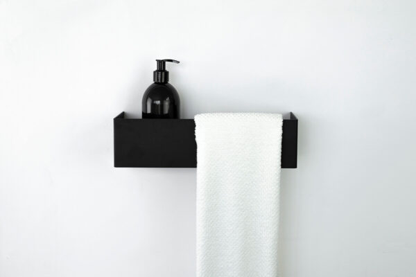 Black Bathroom Shelf with Towel Bar - IMO - Image 4