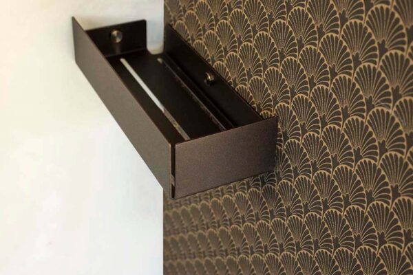 Brown corner shower shelf by IMOdesign