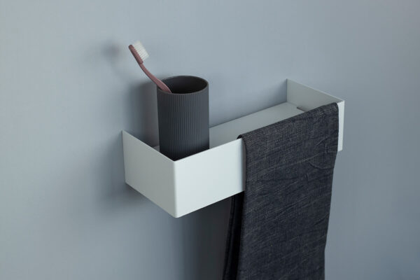 White Bathroom Shelf with Towel Bar - IMO - Image 9
