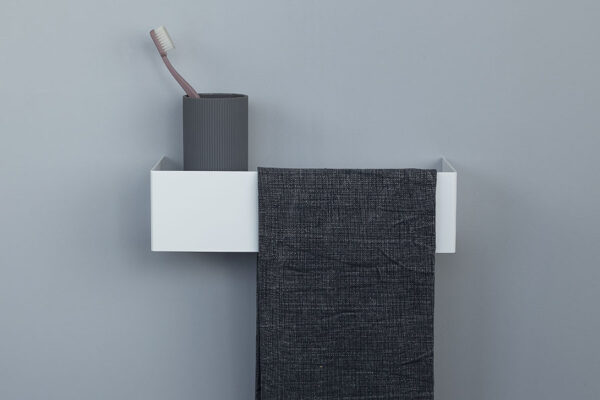 White Bathroom Shelf with Towel Bar - IMO - Image 8