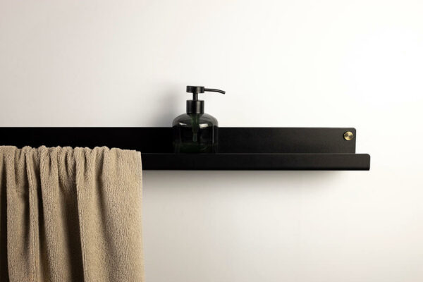 Black shelf with towel rack - ALU