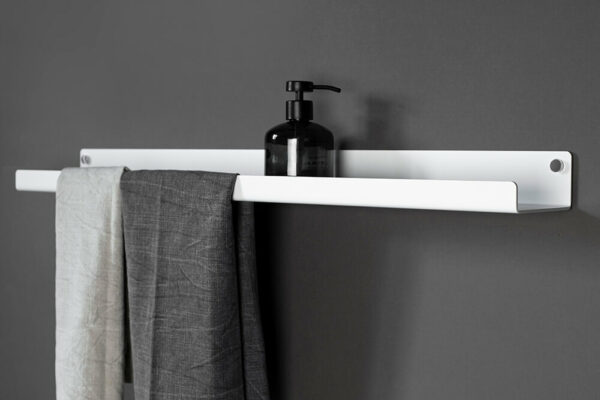 Bathroom towel rack with shelf, aluminum, chrome finish – IMOdesign