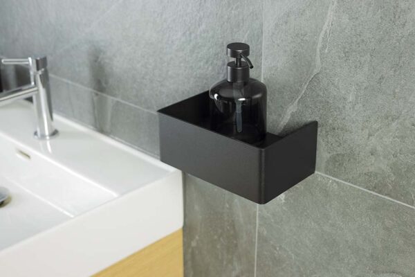 Black Bathroom Shelf with Towel Bar - IMO - Image 2